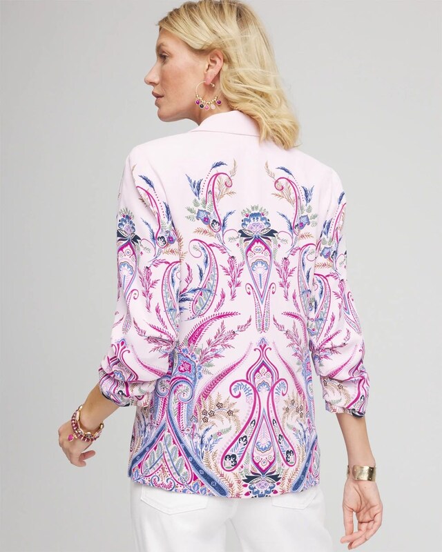 Ruched Sleeve Paisley Blazer - image 3
